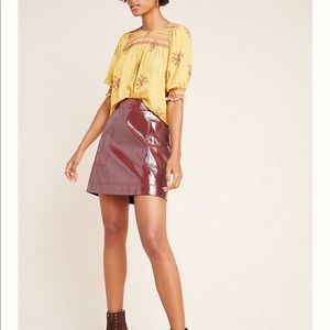 ⭐️NWT⭐️ Anthropologie Faux Leather Wine Mini Skirt